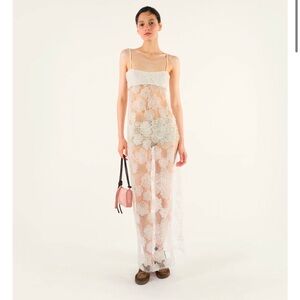 Siedrés sheer tulle floral maxi dress NWT